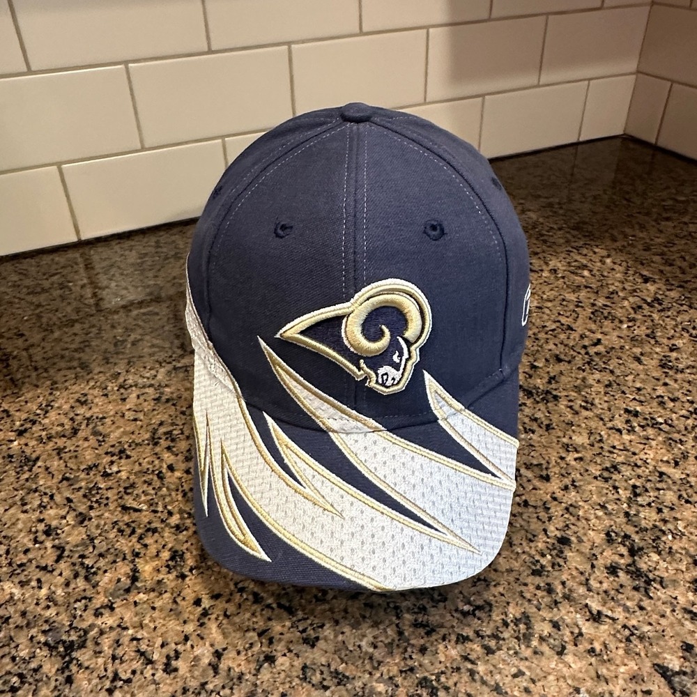 Vtg Los Angeles Rams Reebok NFL Hat Adjustable Navy Blue Gold Deadstock New